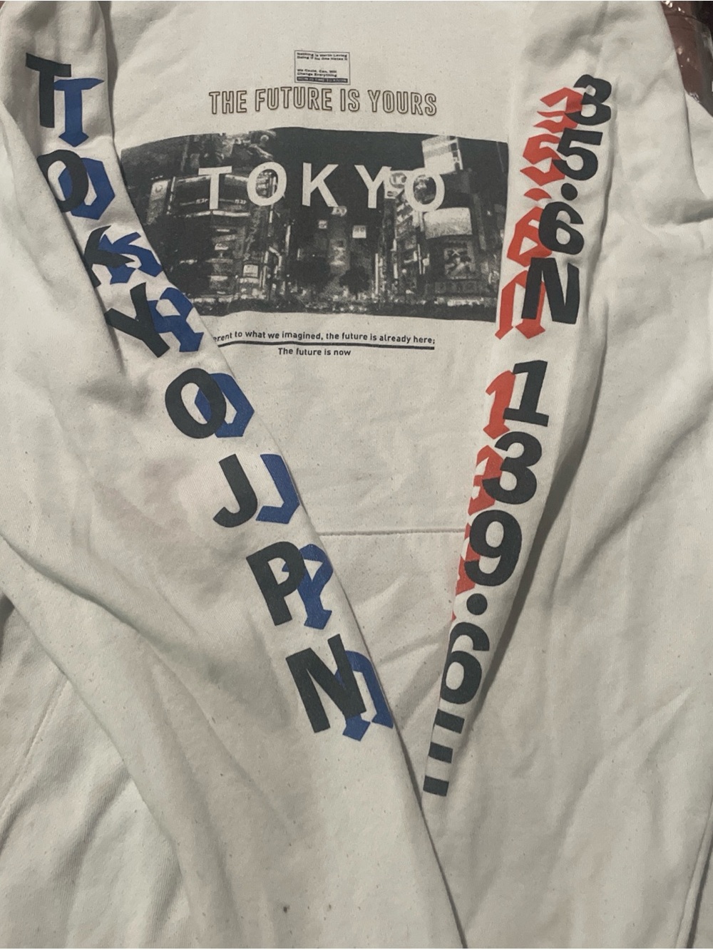 No Boundaries White Cozy Sweatshirt with Printed Neck Label